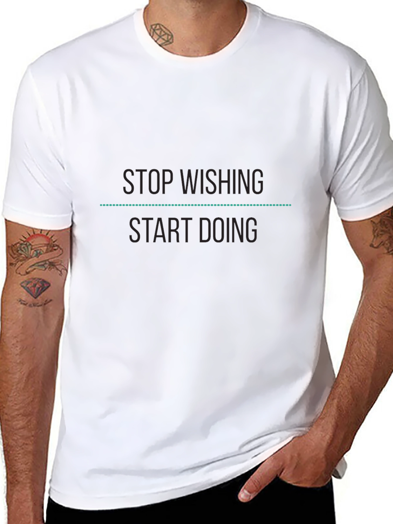 Motivational Black T-Shirt: Stop Wishing Start Doing