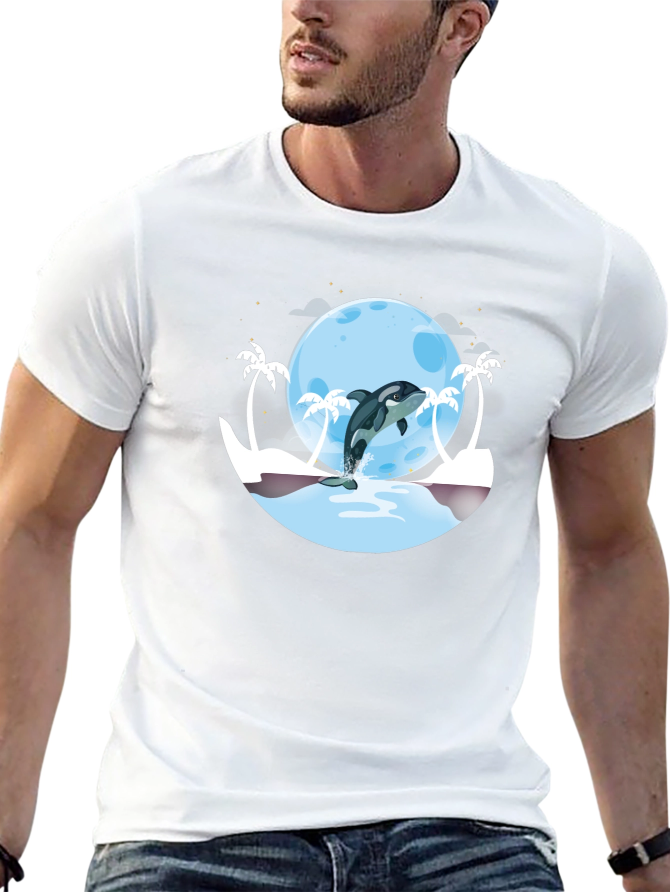 Orca Moon T-Shirt - Black Graphic Tee