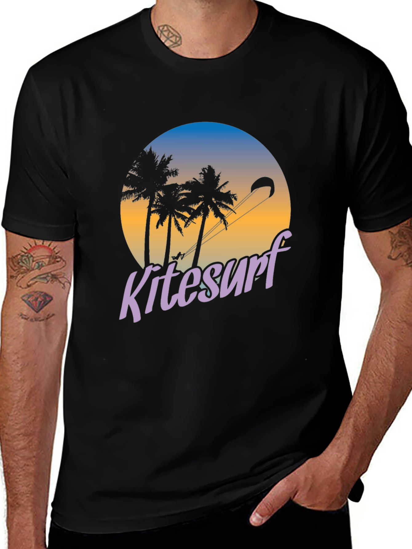 Kitesurf Palm Tree Graphic T-Shirt