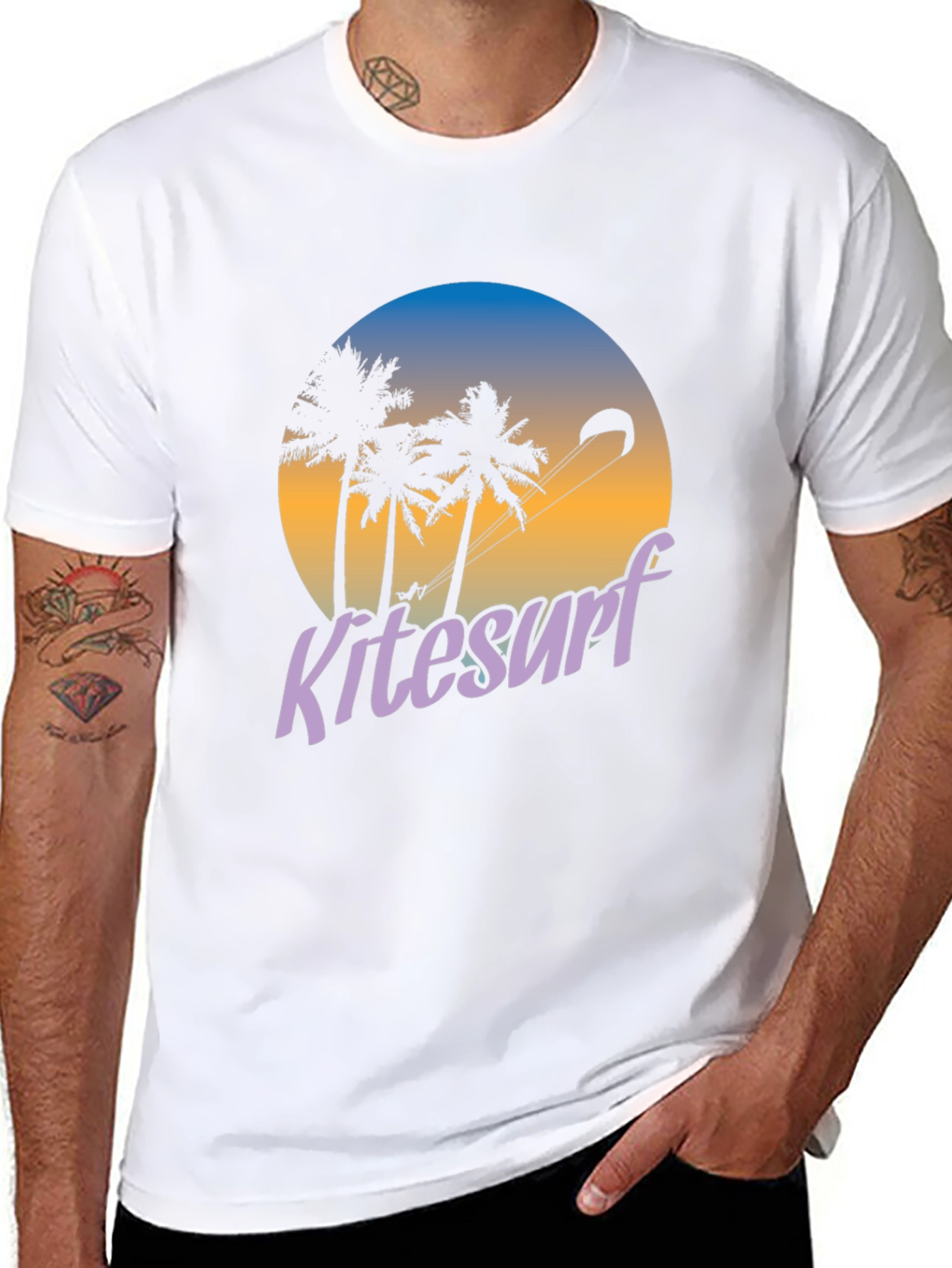 Kitesurf Palm Tree Graphic T-Shirt