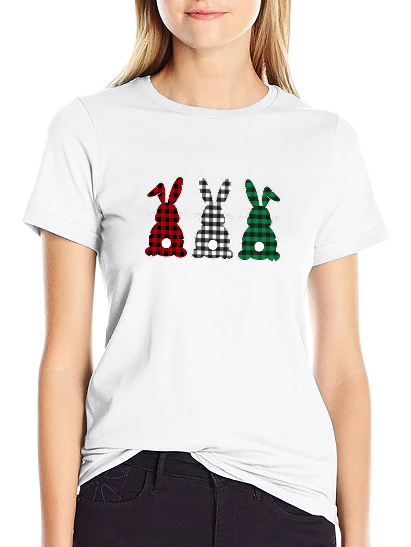 Plaid Easter Bunny Tee