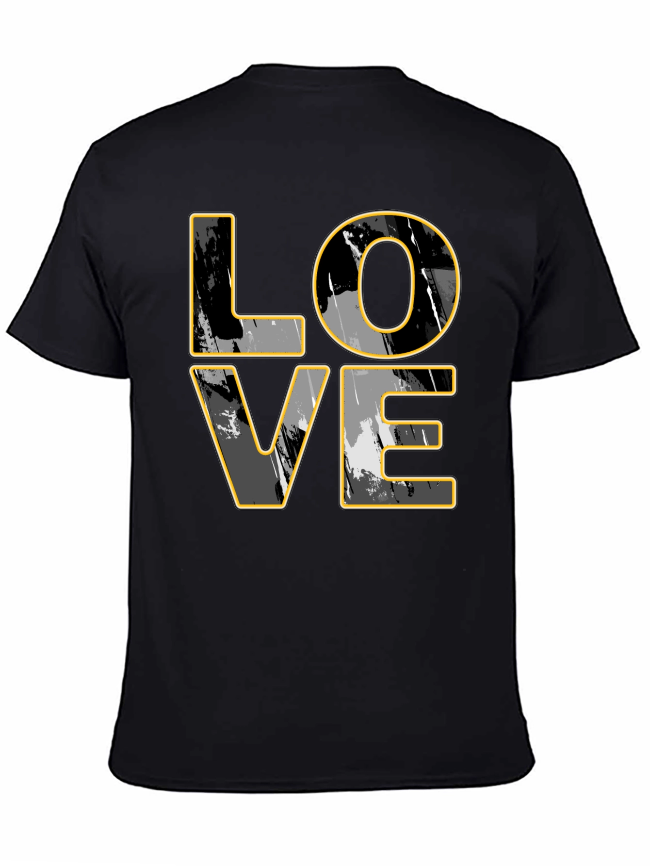 Stylish LOVE Graphic Print Mens Black T-Shirt