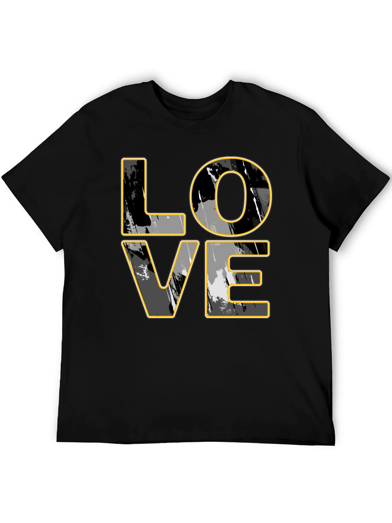 Stylish LOVE Graphic Print Mens Black T-Shirt
