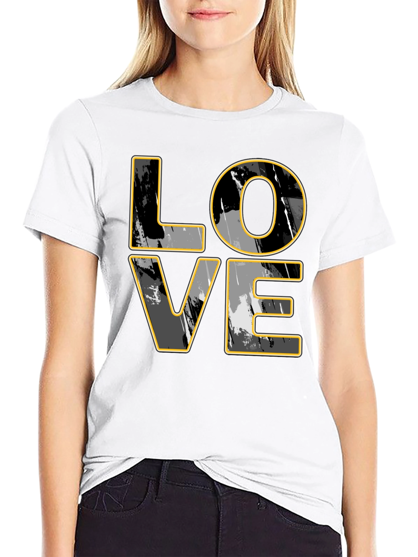 Stylish LOVE Graphic Print Mens Black T-Shirt