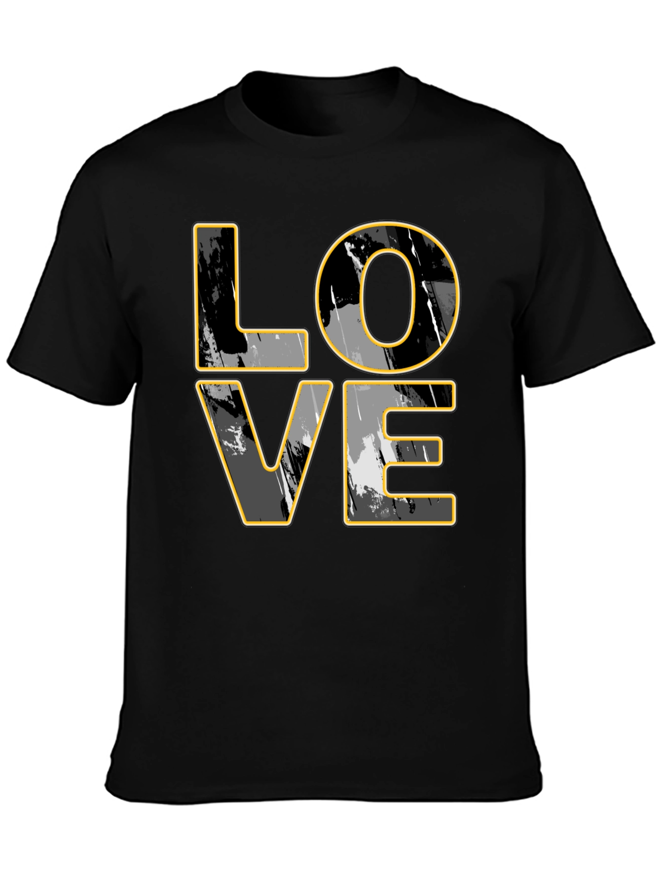 Stylish LOVE Graphic Print Mens Black T-Shirt