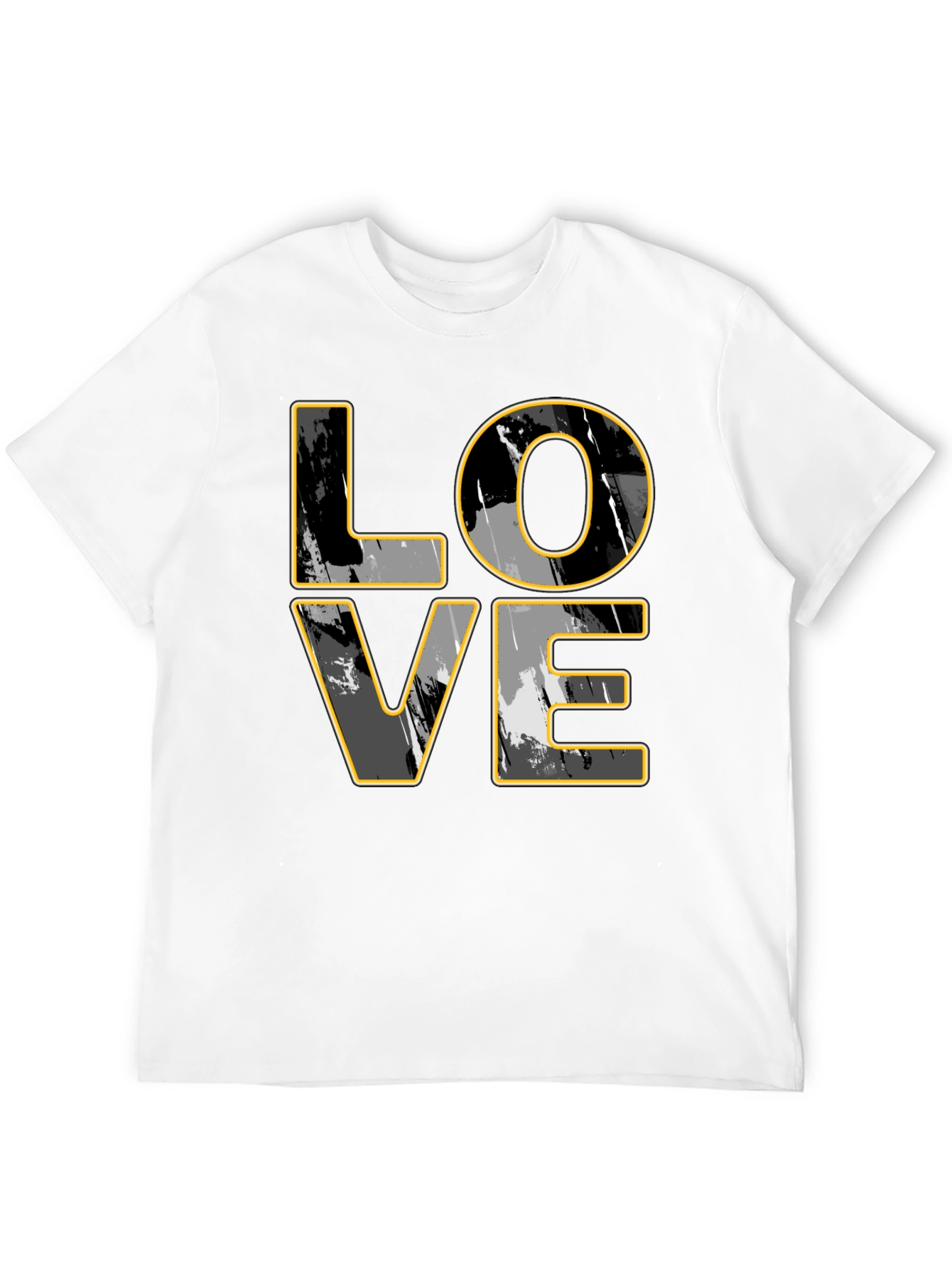Stylish LOVE Graphic Print Mens Black T-Shirt