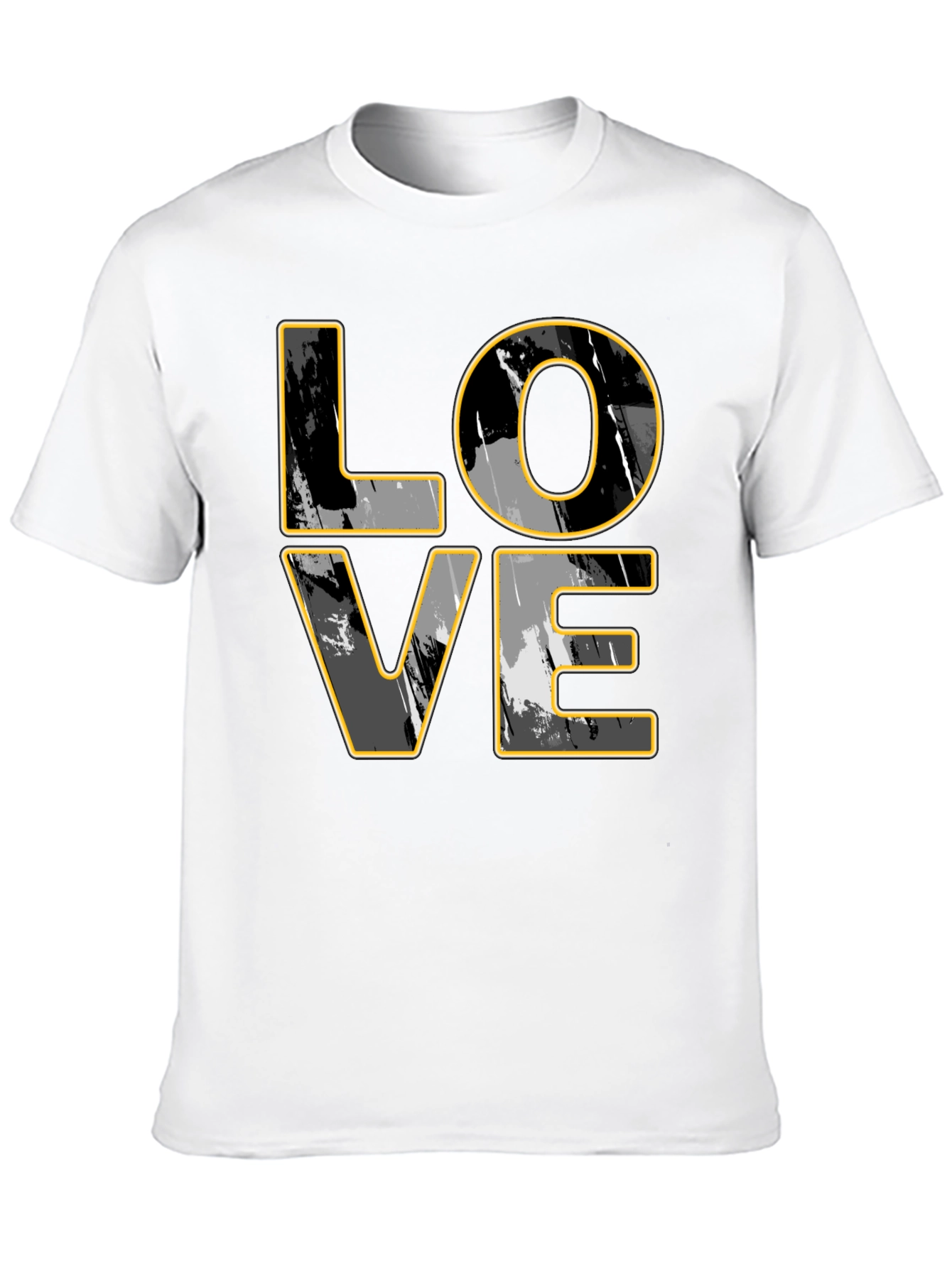 Stylish LOVE Graphic Print Mens Black T-Shirt