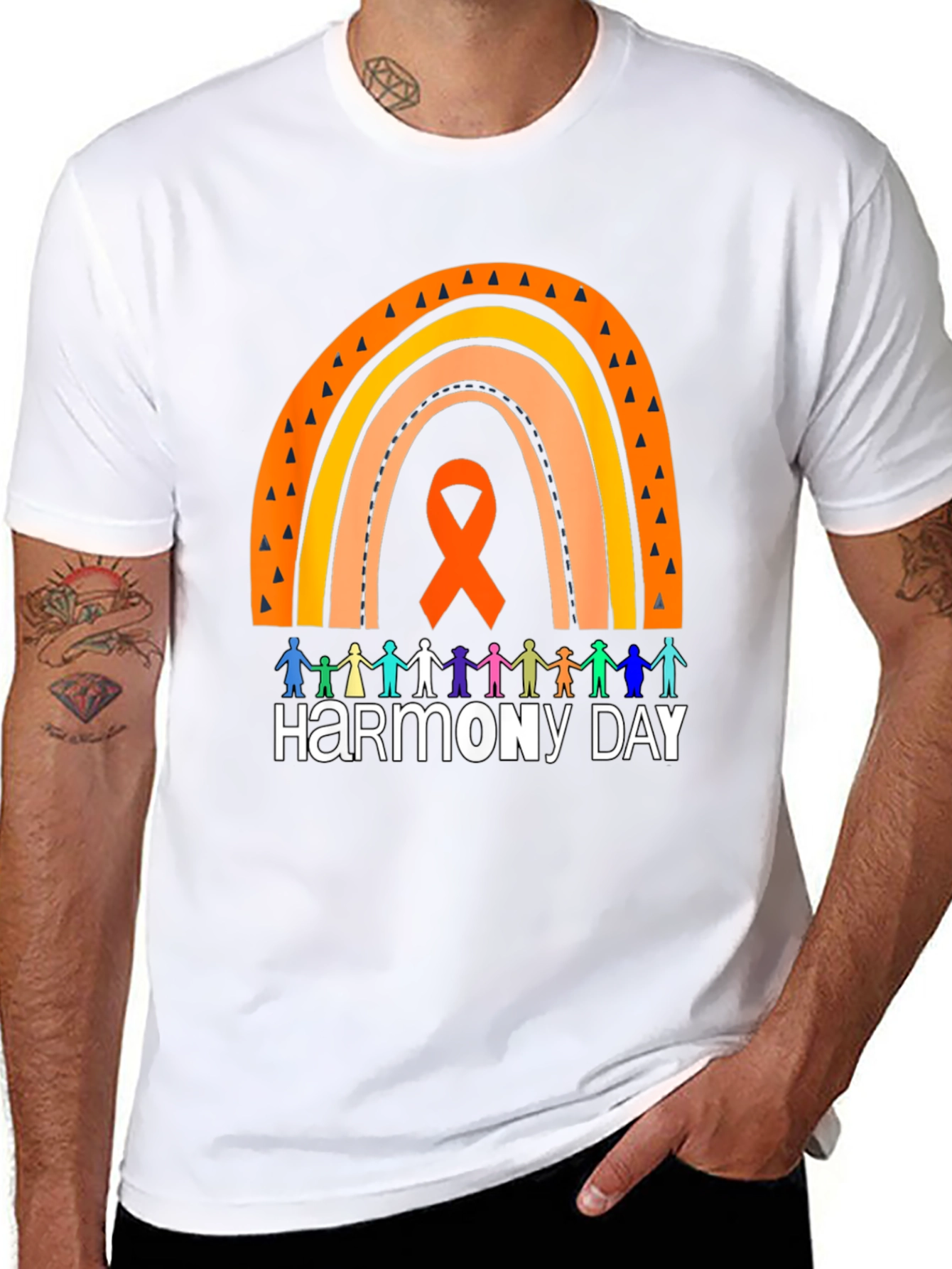 Harmony Day Graphic Tee - Rainbow & People Design
