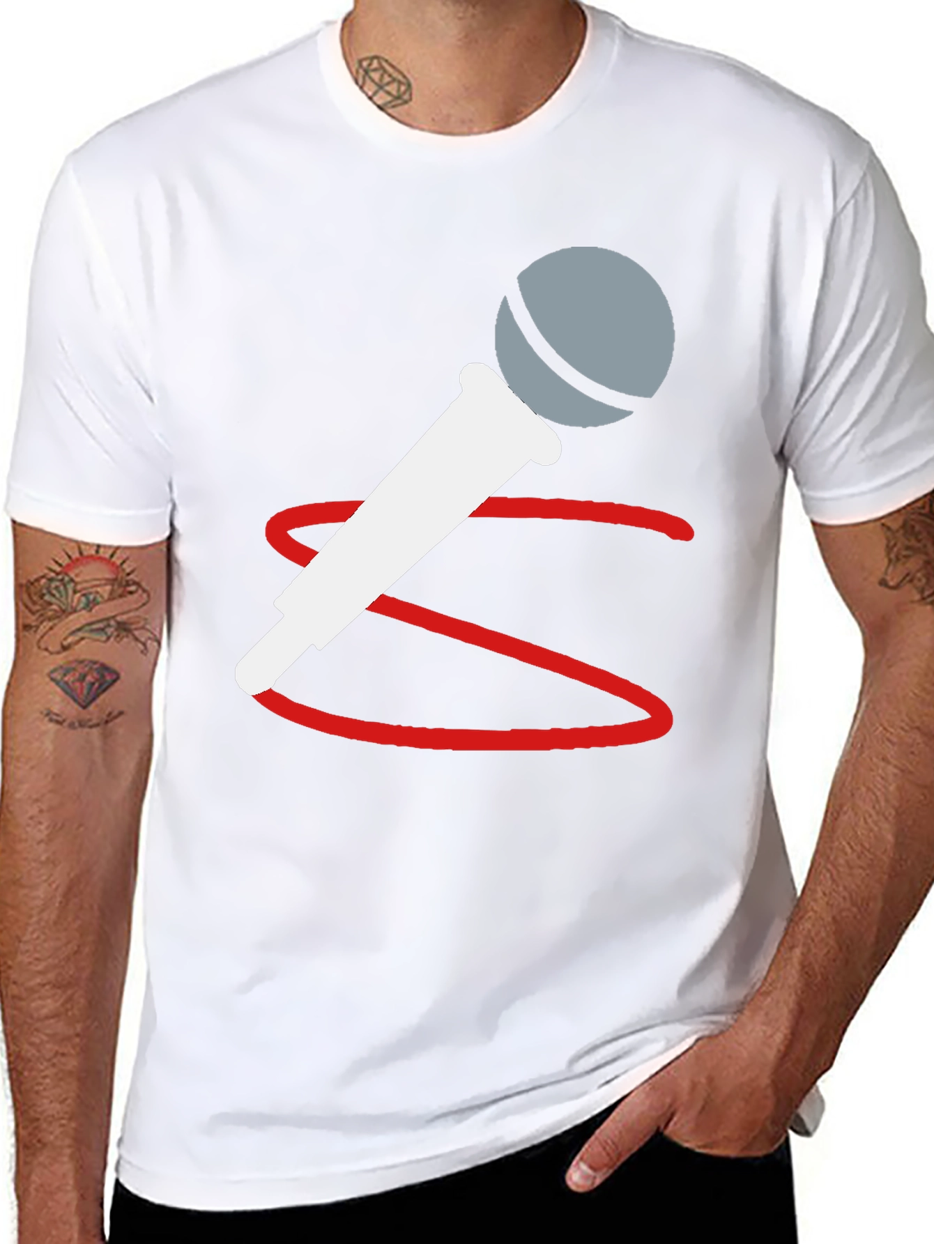 Microphone Graphic Tee - Black Casual T-Shirt