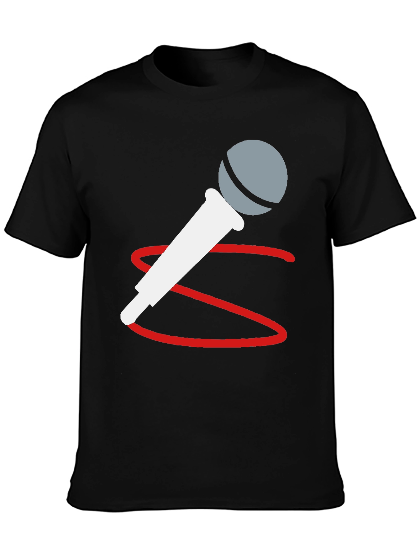 Microphone Graphic Tee - Black Casual T-Shirt