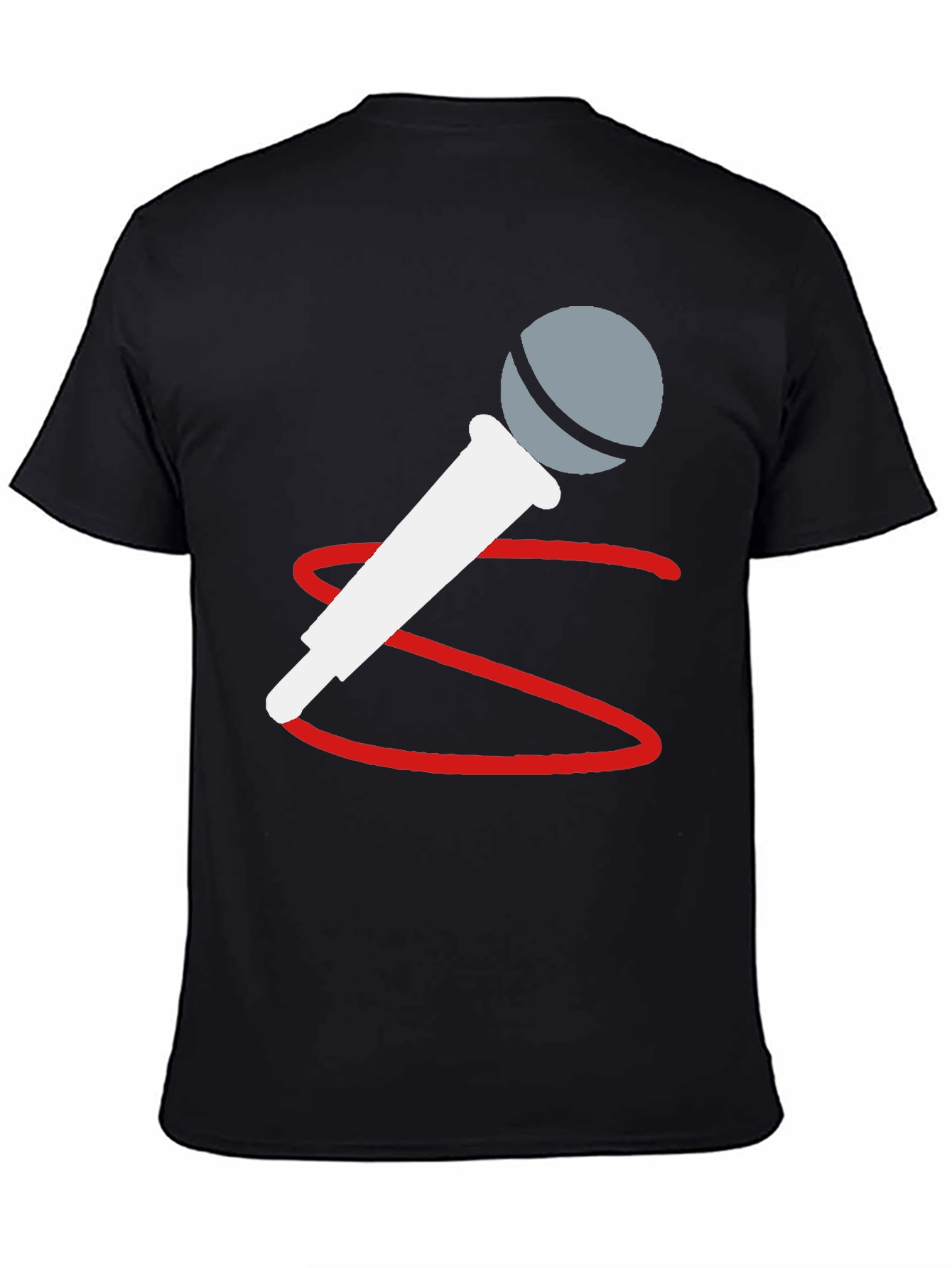 Microphone Graphic Tee - Black Casual T-Shirt
