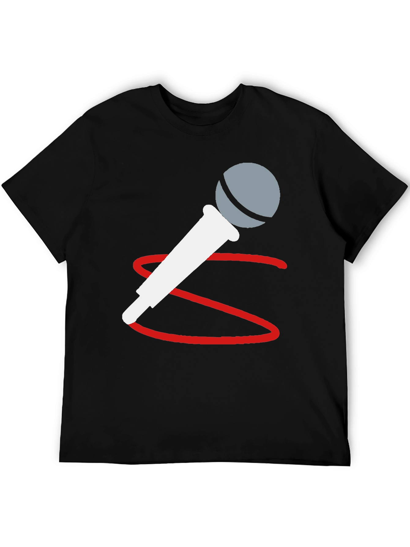 Microphone Graphic Tee - Black Casual T-Shirt