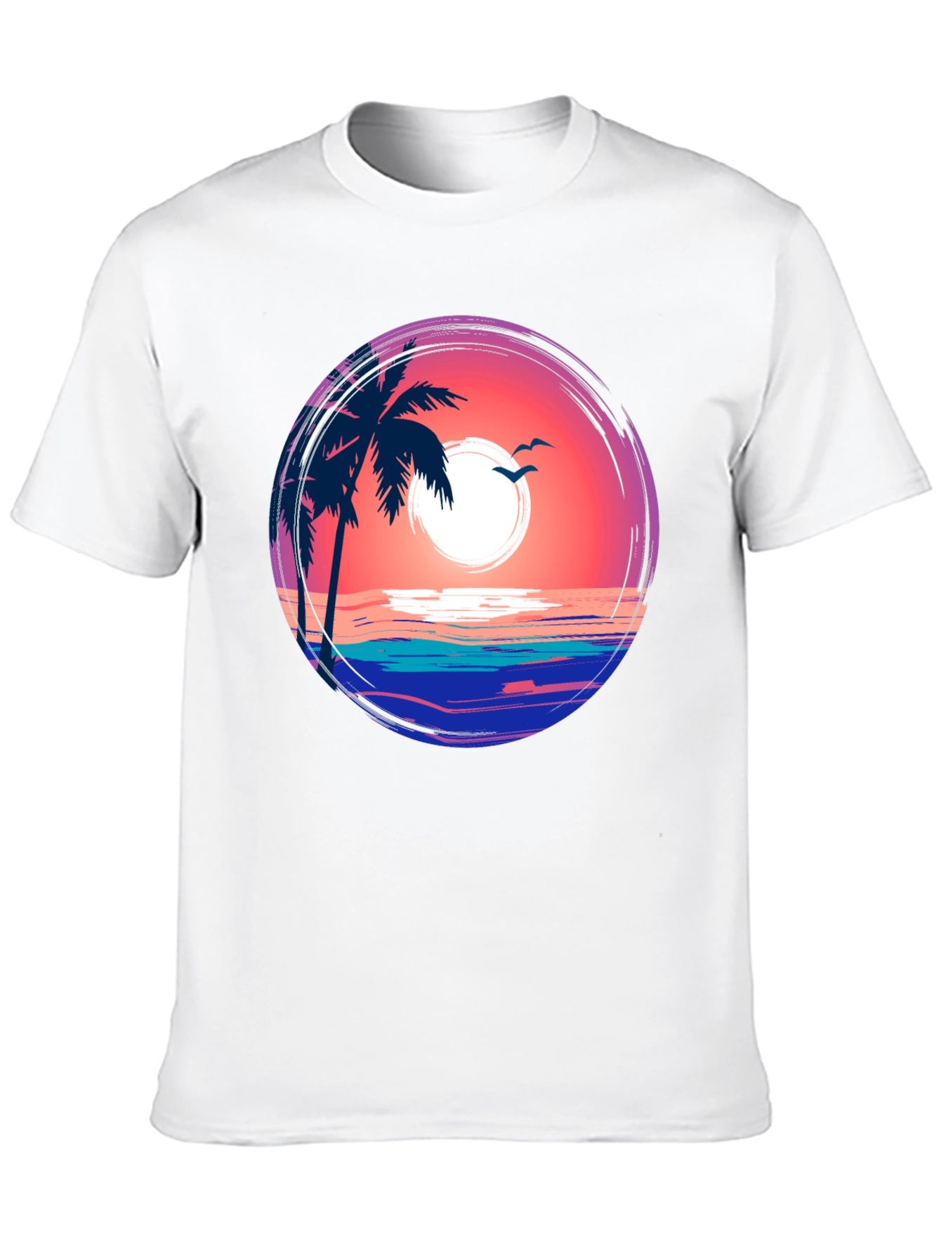Tropical Sunset Palm Tree Graphic Tee