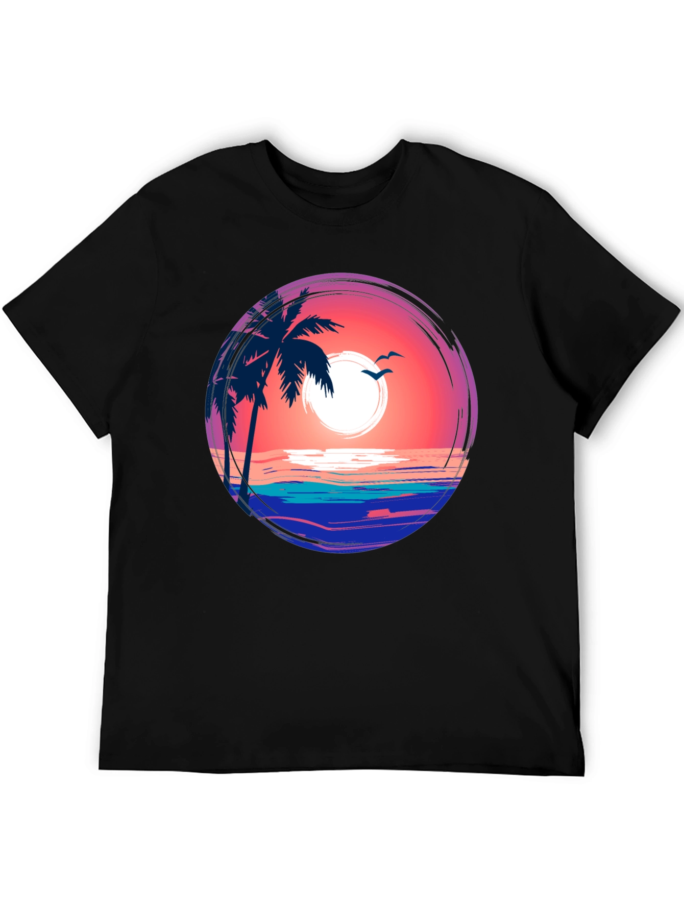 Tropical Sunset Palm Tree Graphic Tee