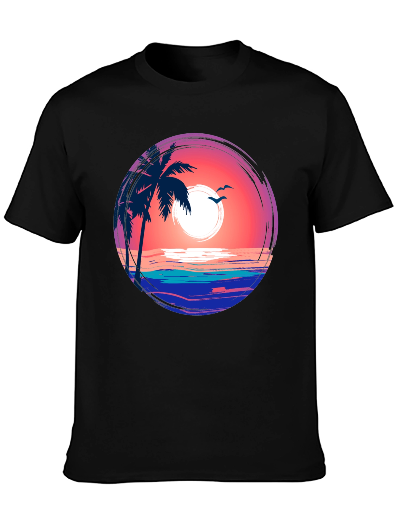 Tropical Sunset Palm Tree Graphic Tee