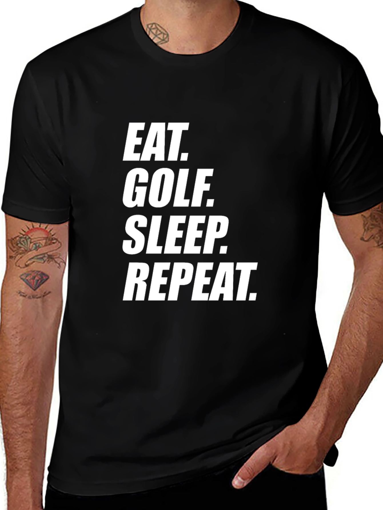 Eat Golf Sleep Repeat Black T-Shirt