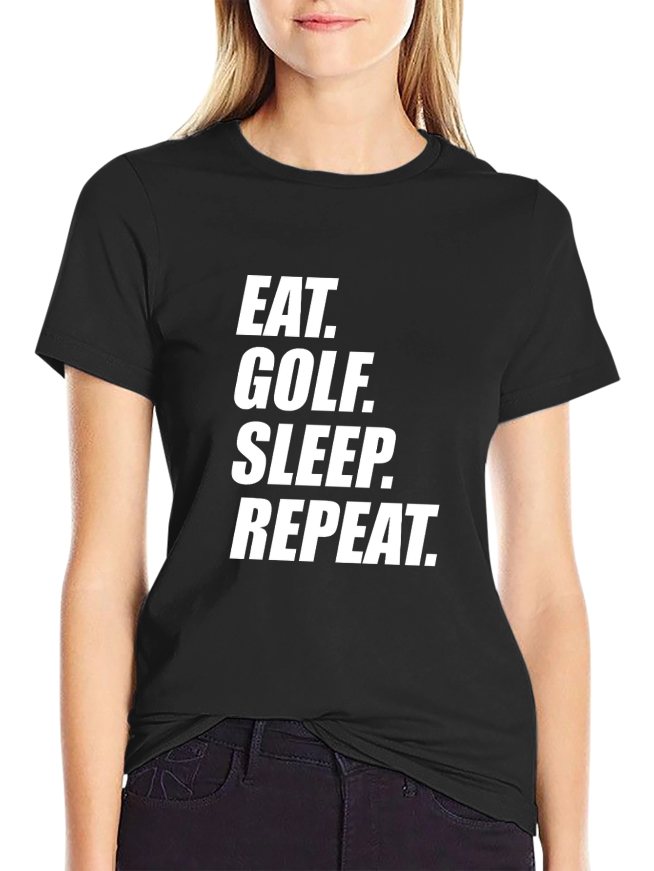 Eat Golf Sleep Repeat Black T-Shirt