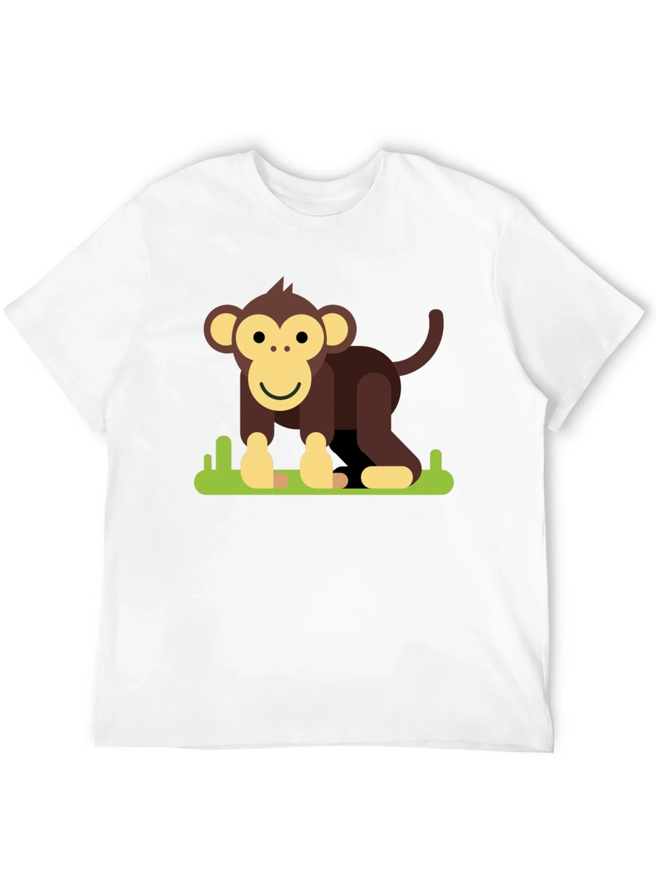 Cartoon Monkey Graphic Tee - Black Cotton T-Shirt