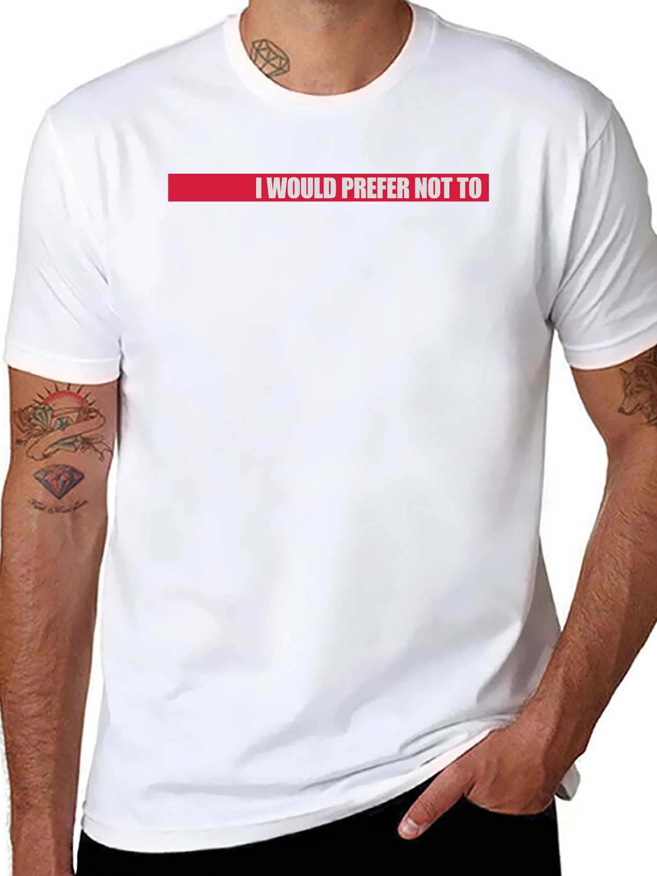 I Would Prefer Not To T-Shirt Red Accent