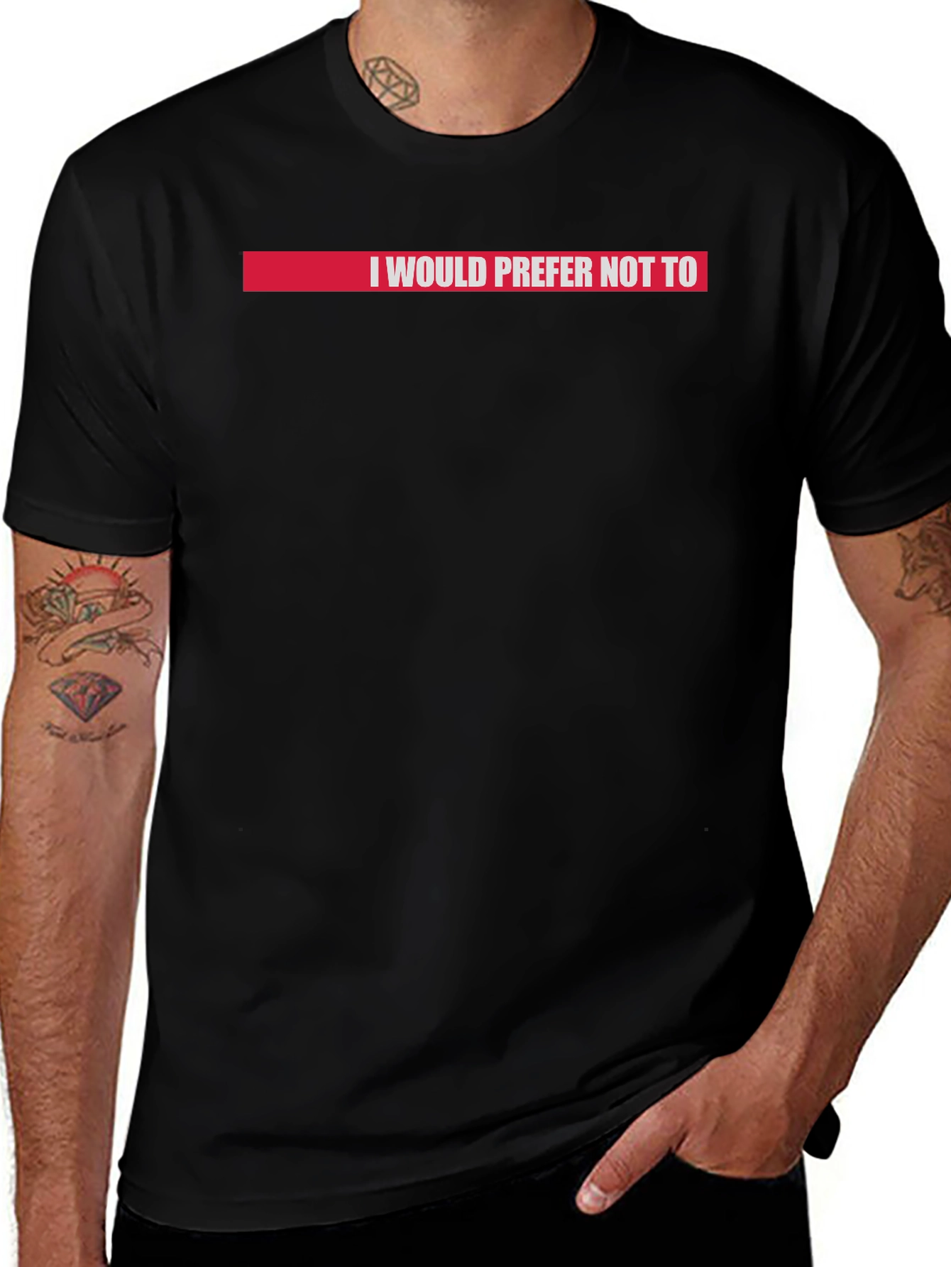 I Would Prefer Not To T-Shirt Red Accent
