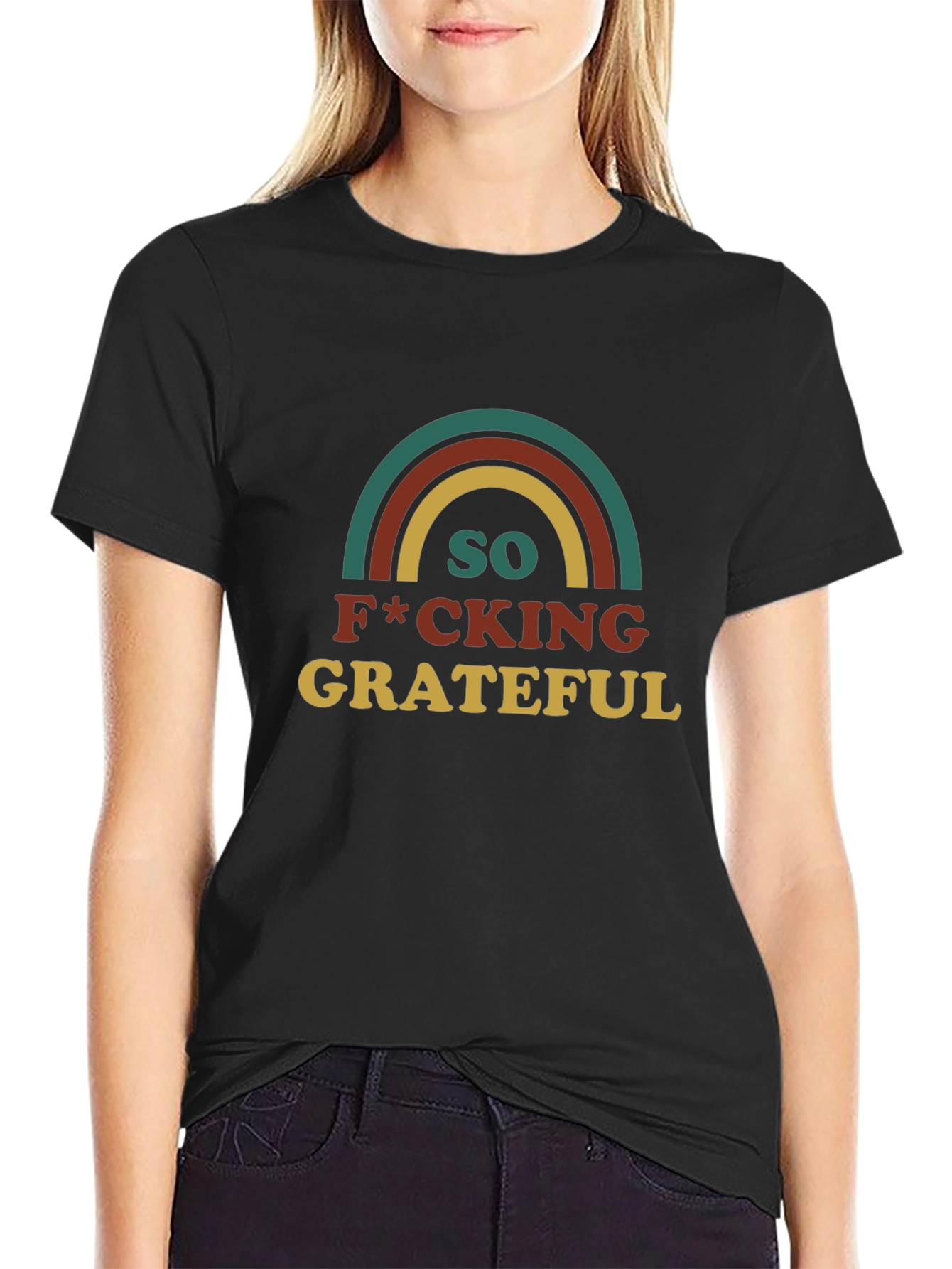 So Grateful Tee - Retro Rainbow Graphic T-Shirt