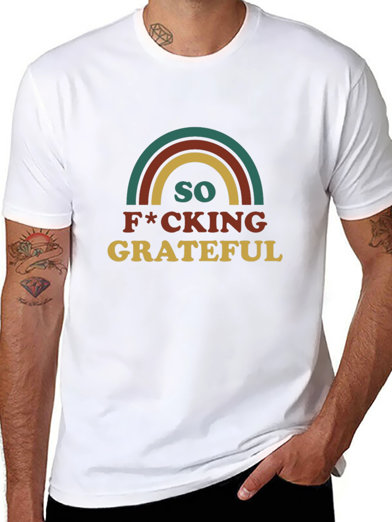 So Grateful Tee - Retro Rainbow Graphic T-Shirt