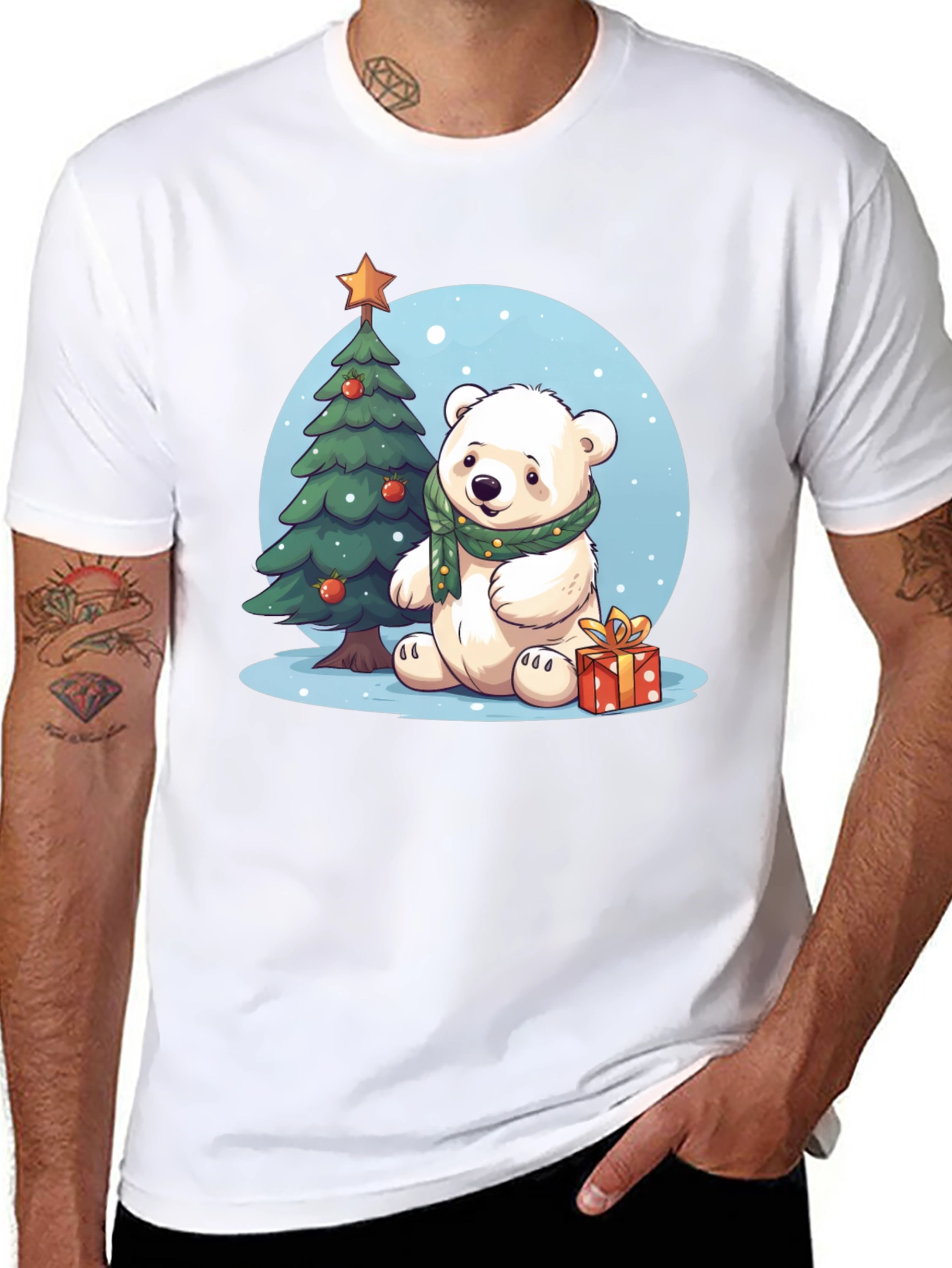 Festive Polar Bear T-Shirt - Holiday Edition