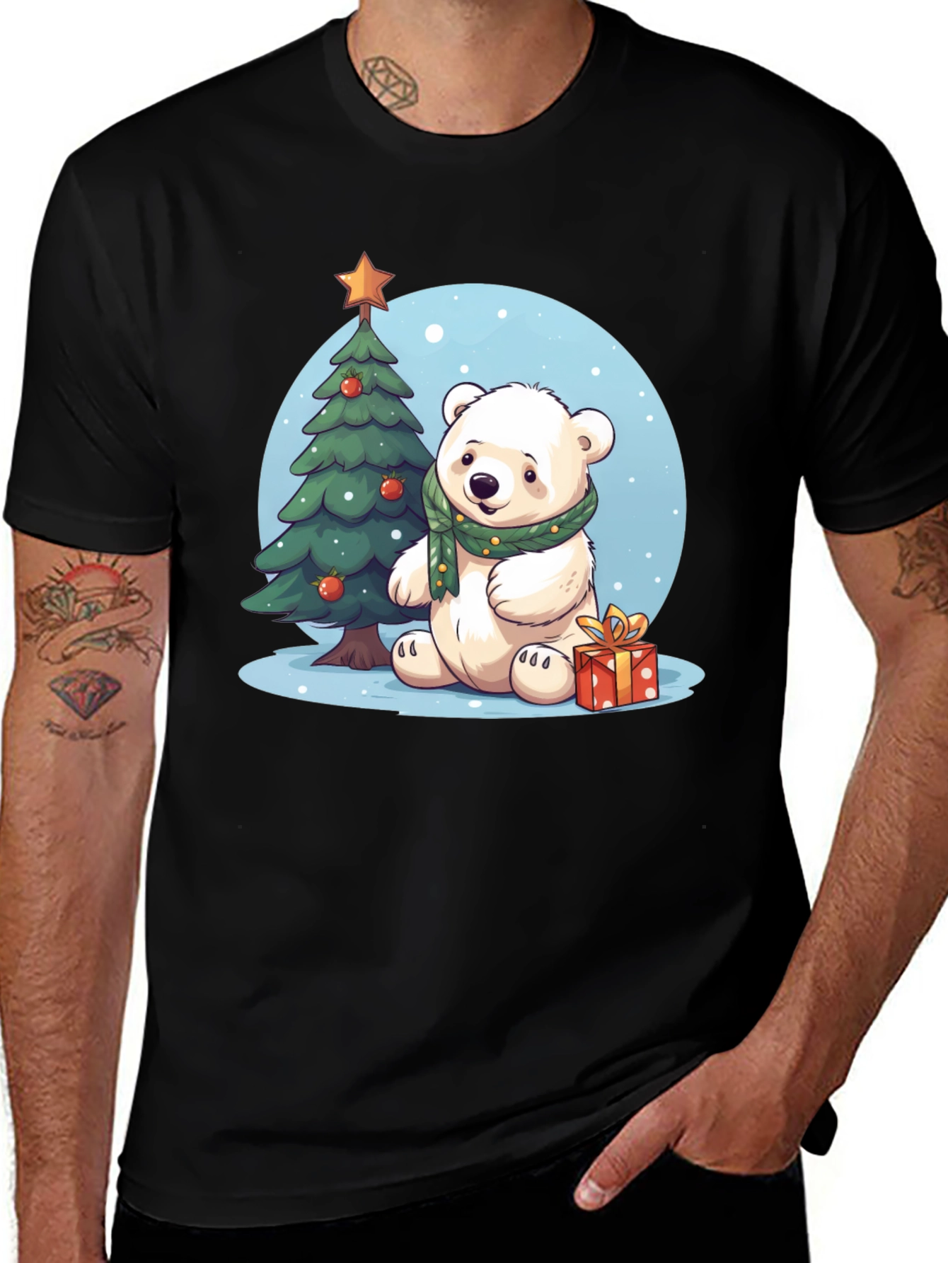 Festive Polar Bear T-Shirt - Holiday Edition