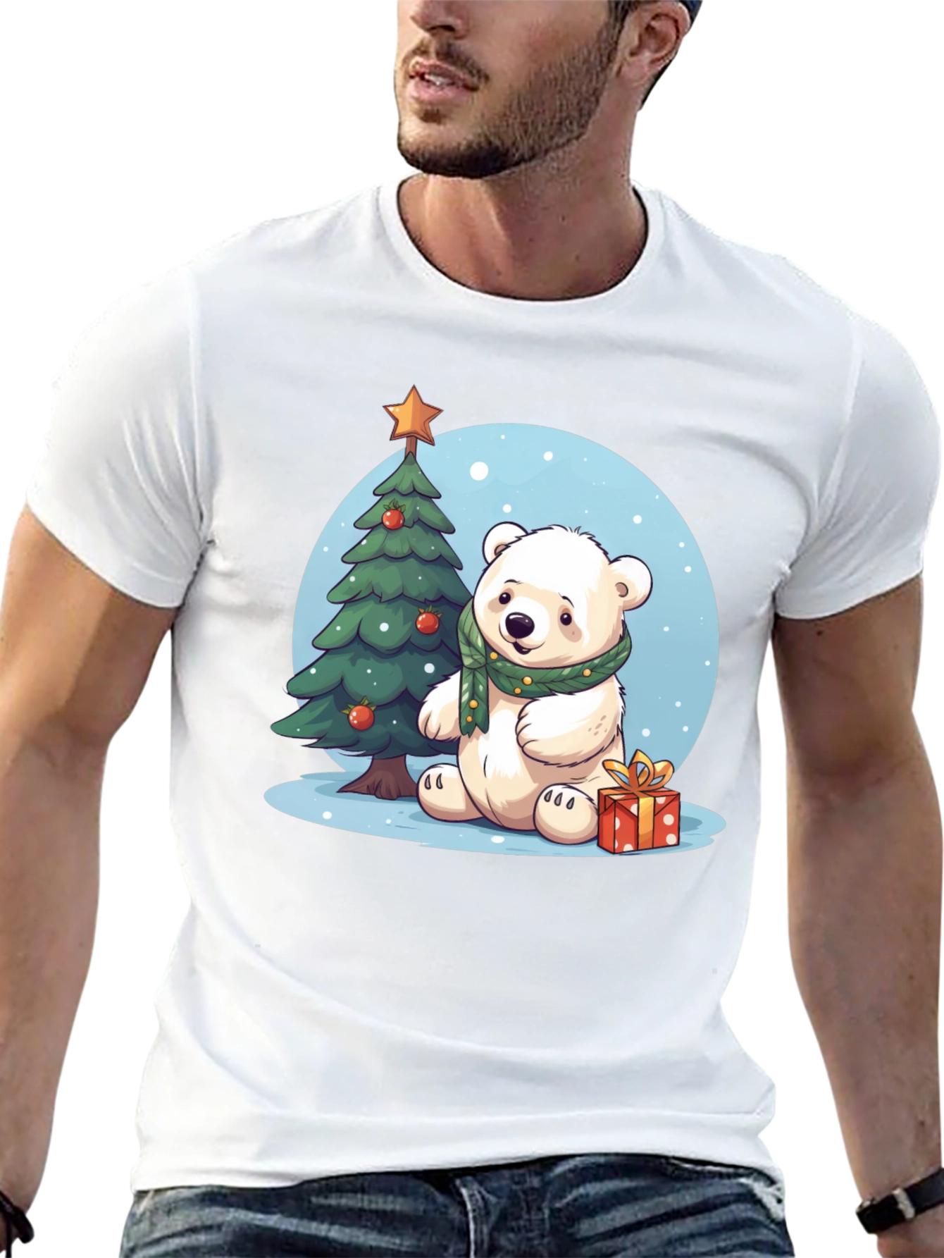 Festive Polar Bear T-Shirt - Holiday Edition