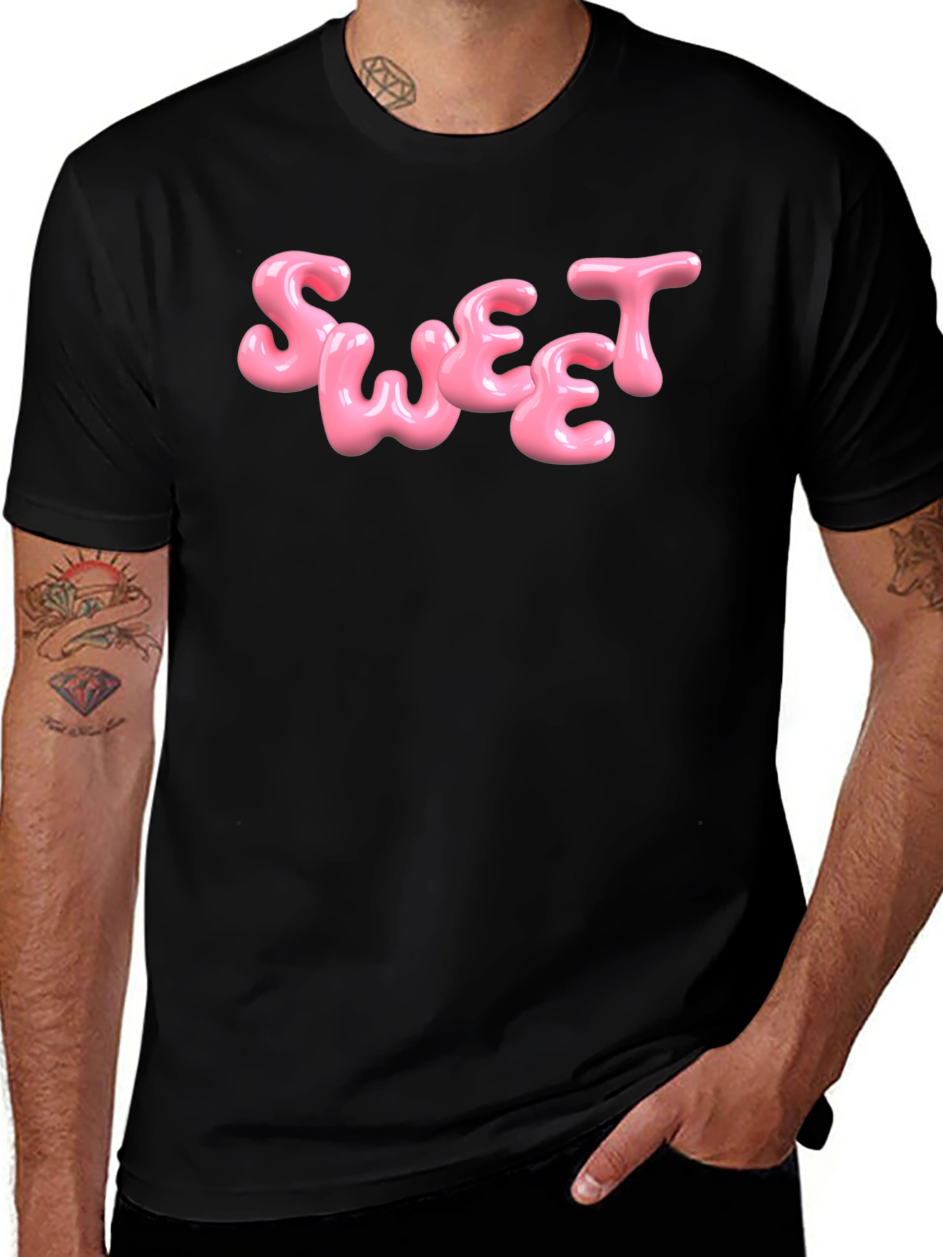 Sweet Bubble Letter Black T-Shirt