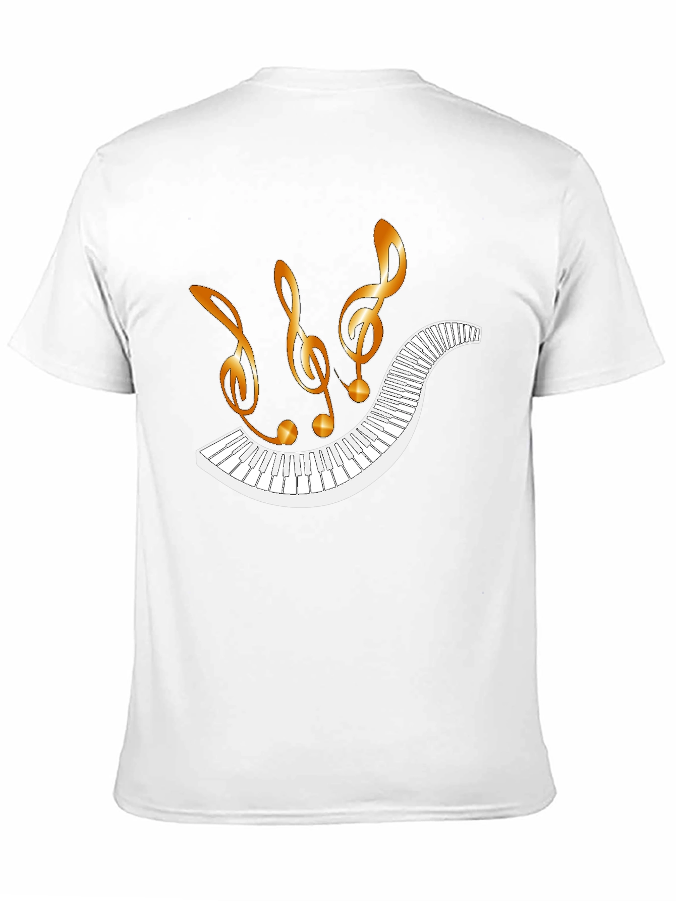 Musical Notes & Piano Keyboard Black T-Shirt