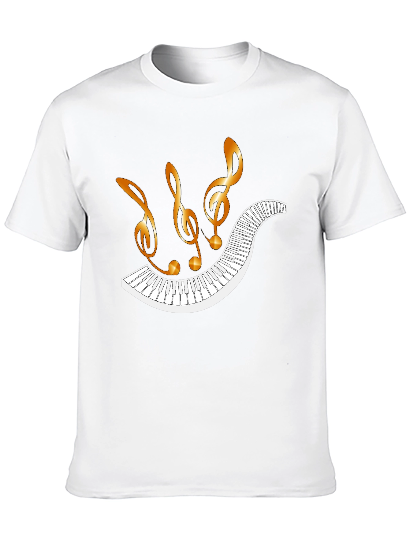 Musical Notes & Piano Keyboard Black T-Shirt