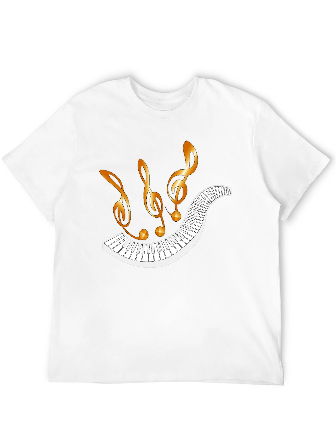 Musical Notes & Piano Keyboard Black T-Shirt