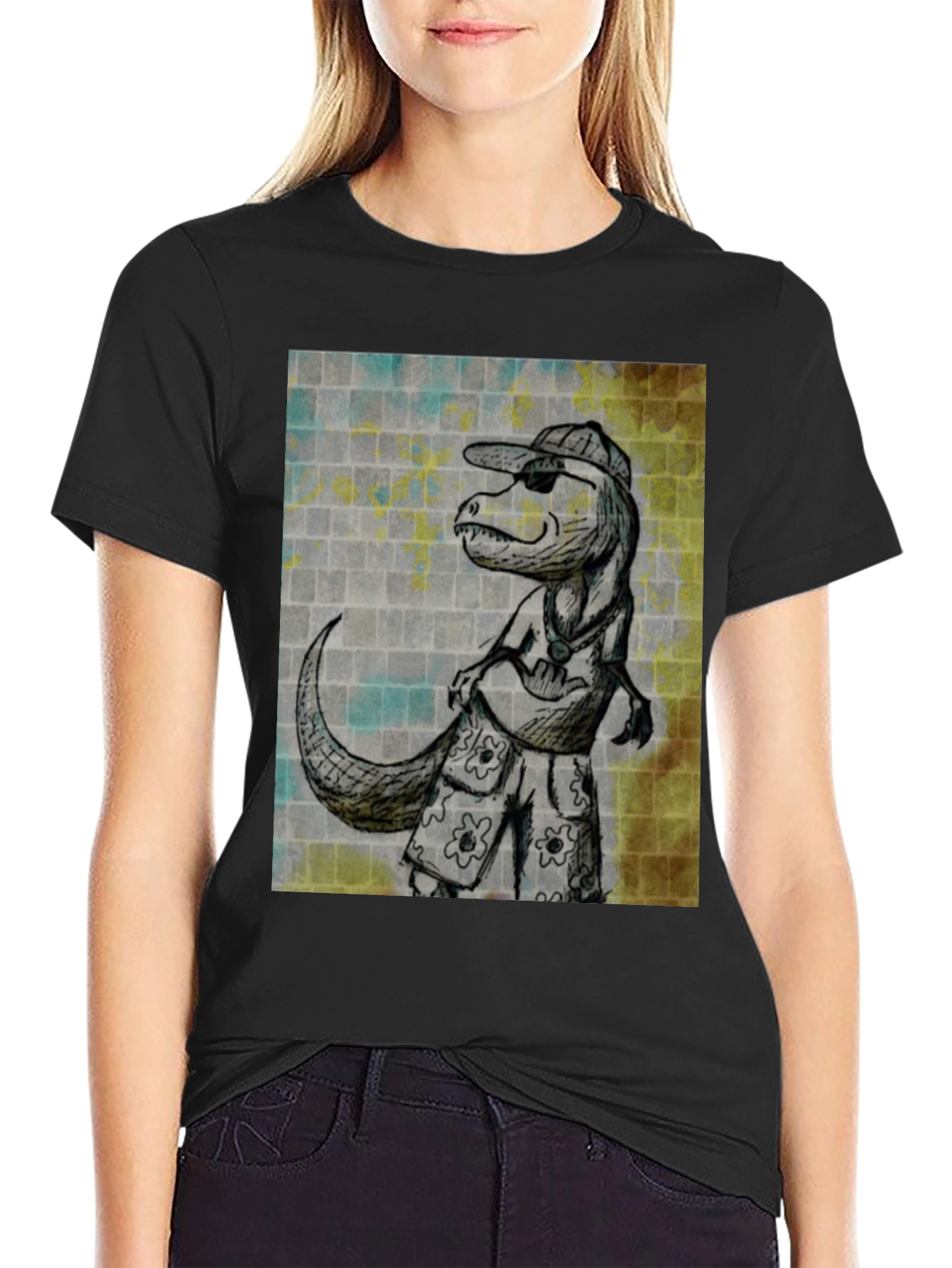 Cool Dinosaur Graphic T-Shirt - Black