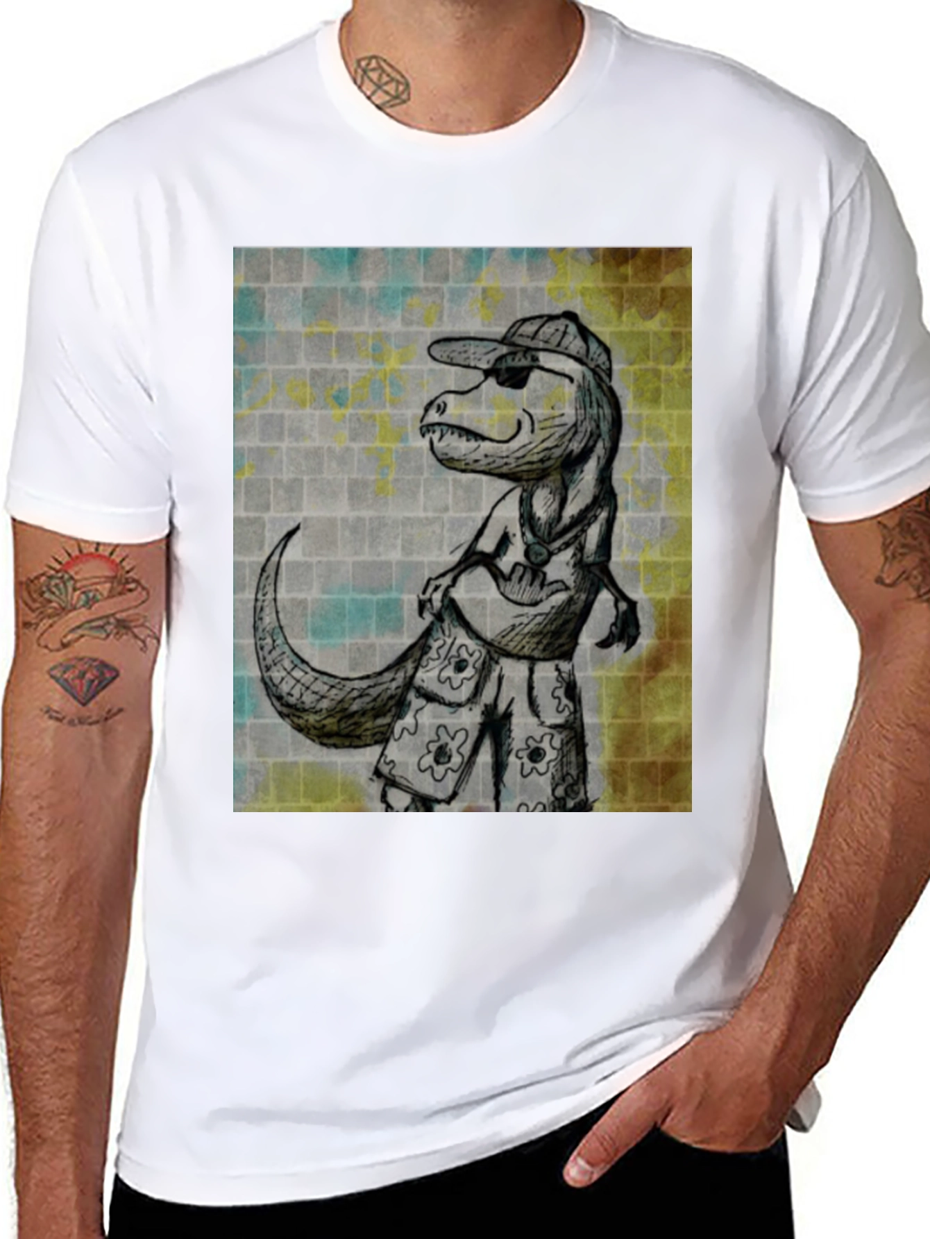 Cool Dinosaur Graphic T-Shirt - Black