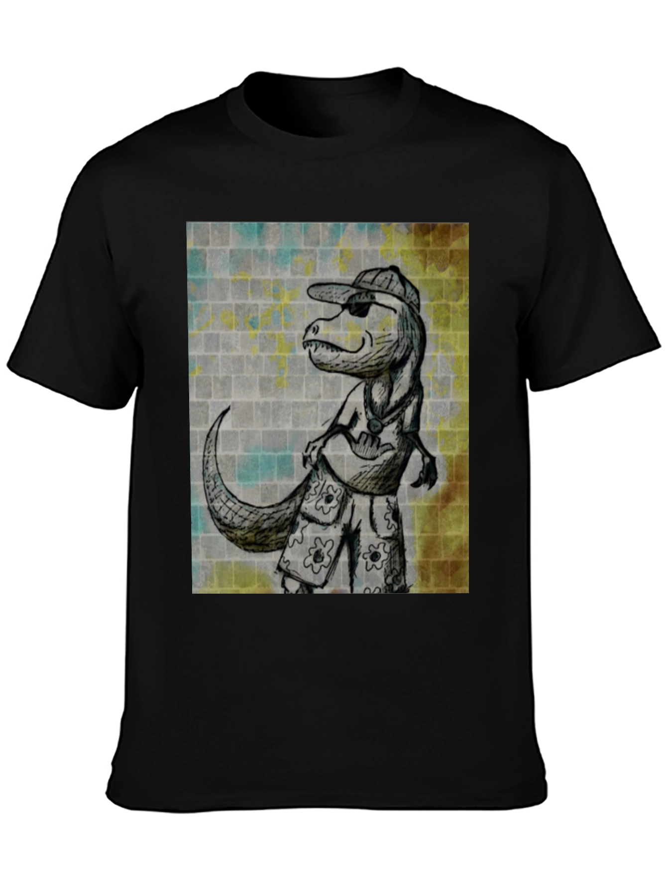 Cool Dinosaur Graphic T-Shirt - Black