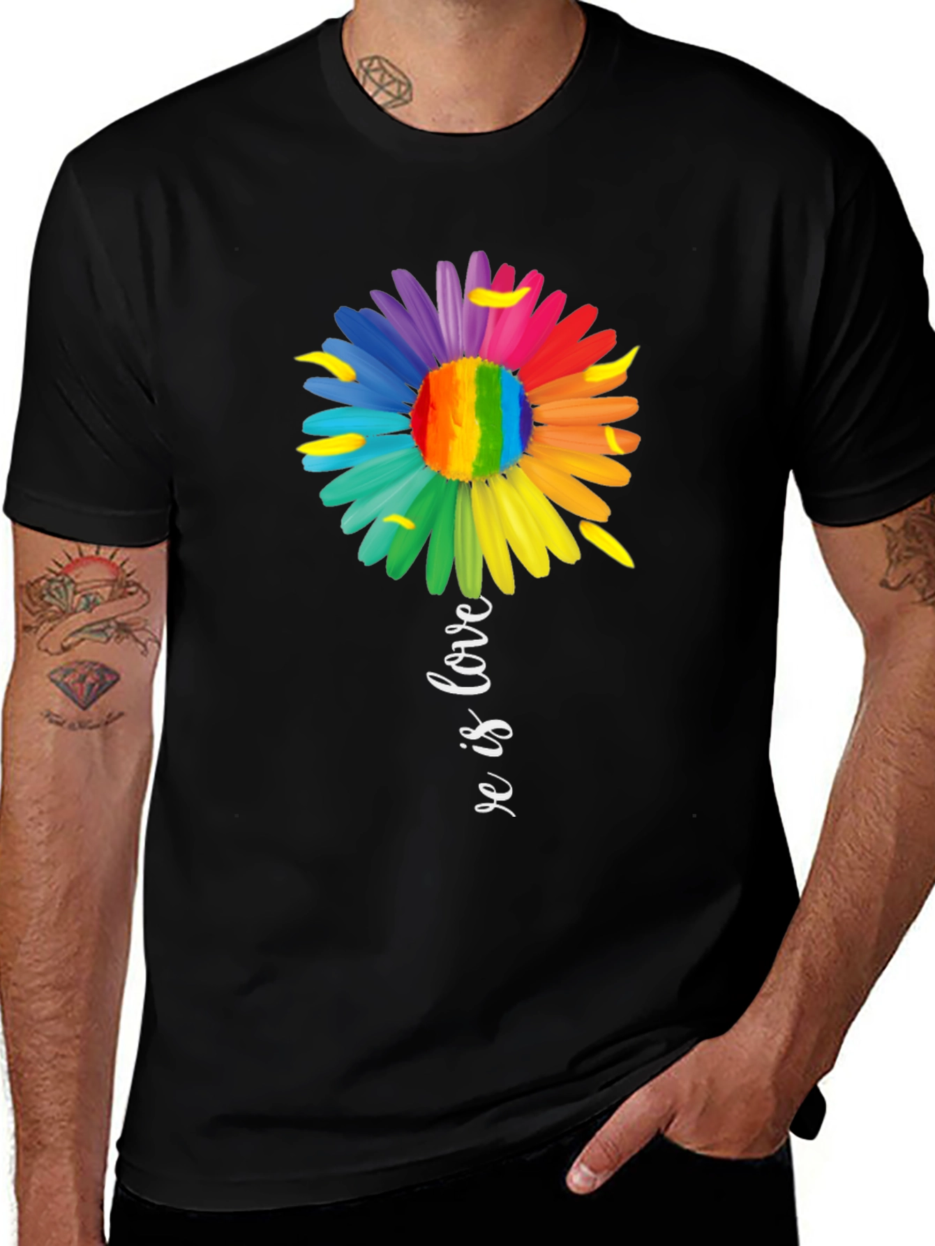Love is Love Rainbow Flower Graphic Tee