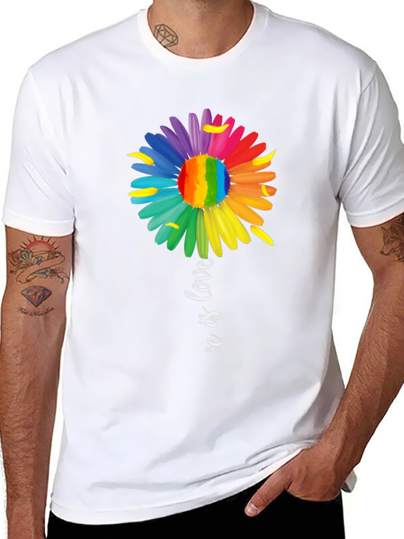 Love is Love Rainbow Flower Graphic Tee