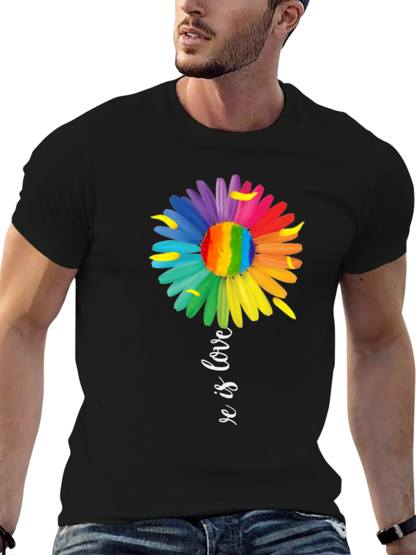 Love is Love Rainbow Flower Graphic Tee