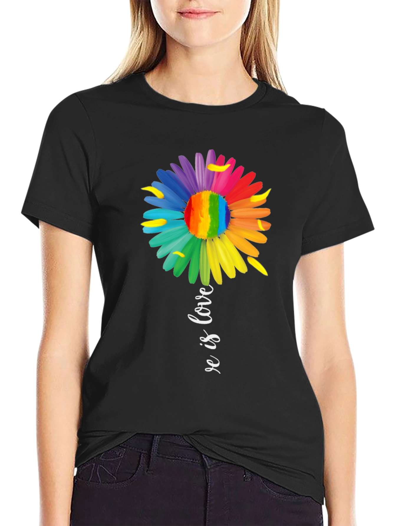 Love is Love Rainbow Flower Graphic Tee