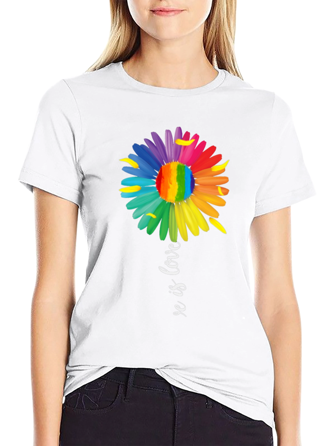 Love is Love Rainbow Flower Graphic Tee