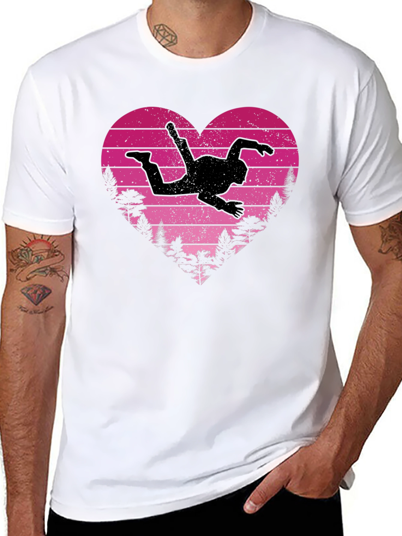 Skydiving Heart Graphic T-Shirt