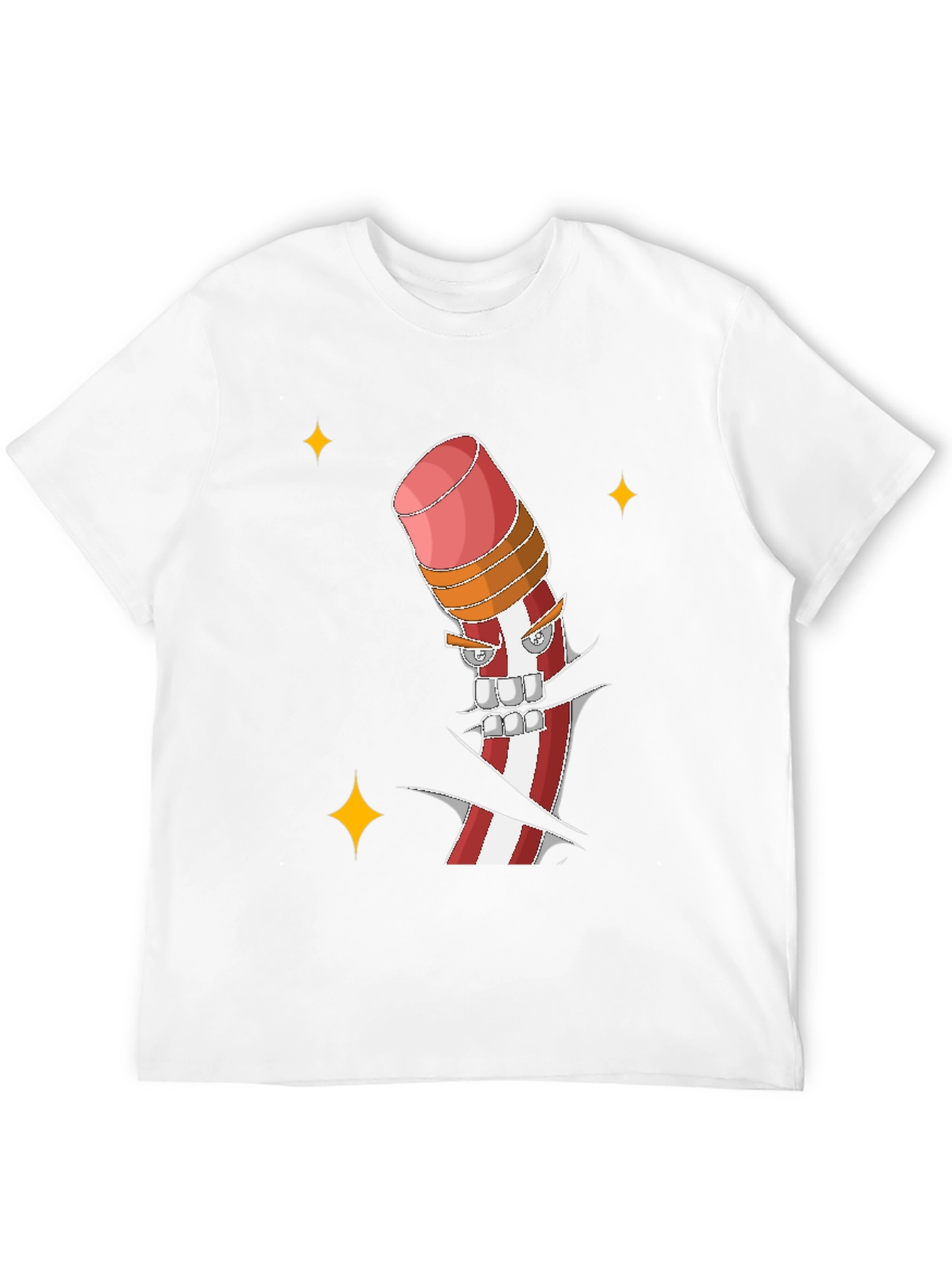 Mens Black T-shirt with Cartoon Pencil Print