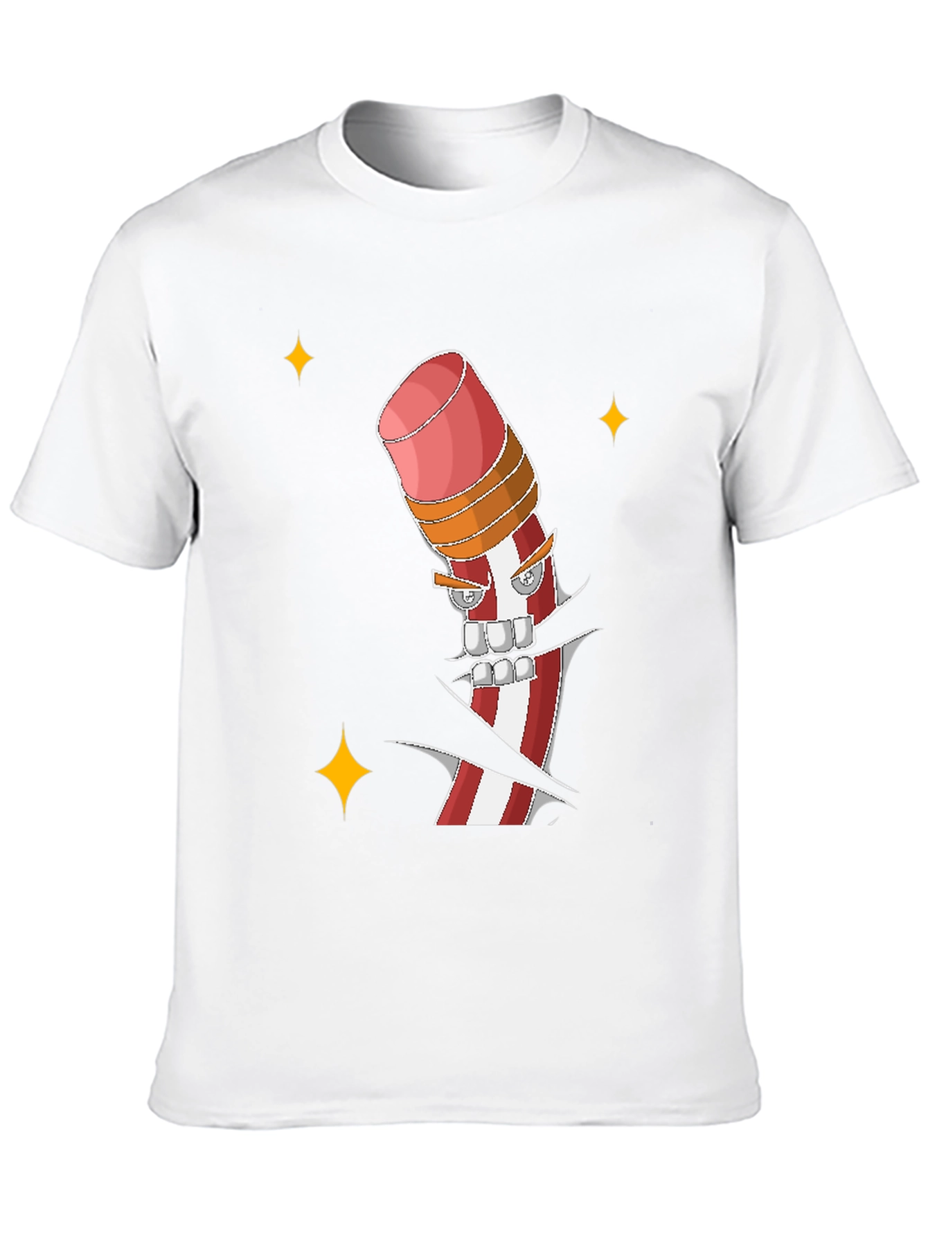 Mens Black T-shirt with Cartoon Pencil Print