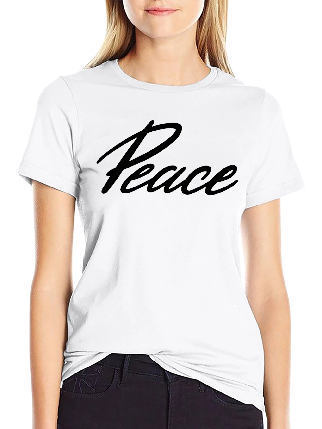 Peace Script Black T-Shirt - Relaxed Fit