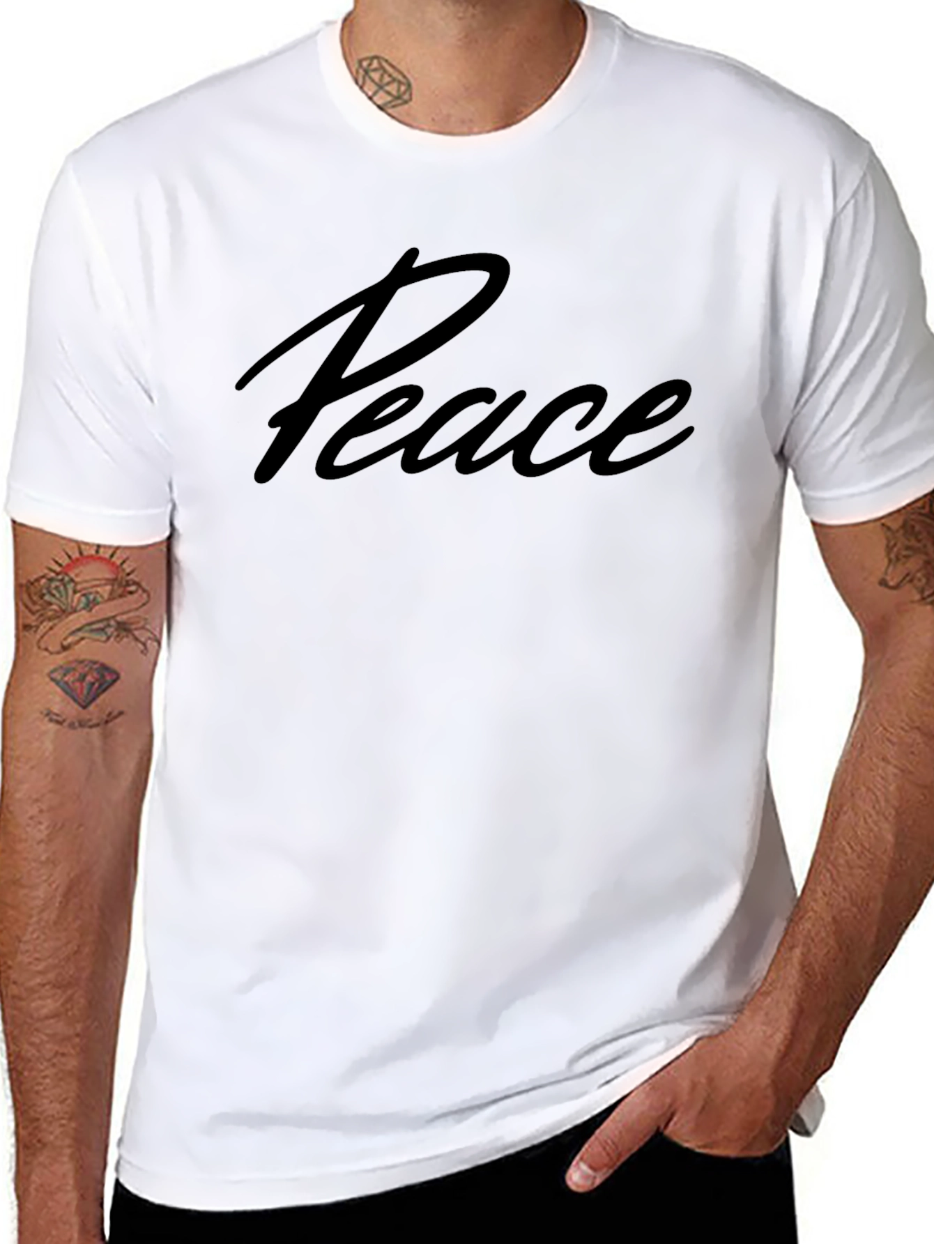 Peace Script Black T-Shirt - Relaxed Fit