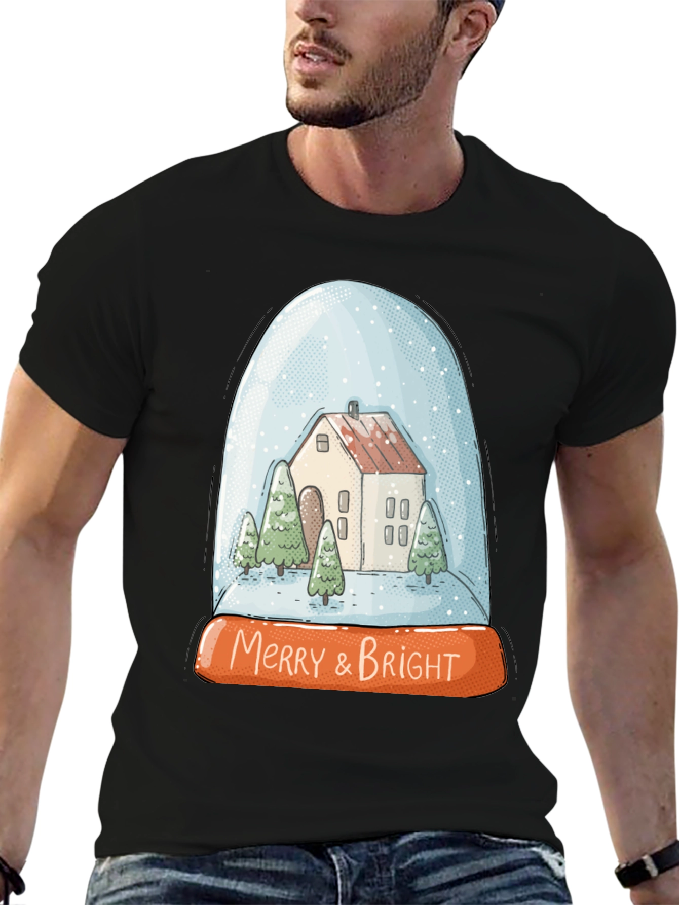 Merry & Bright Snow Globe Holiday T-Shirt