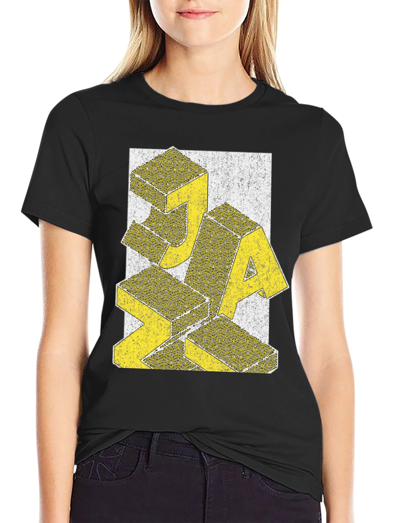 Geometric JAZZ Print Black T-Shirt