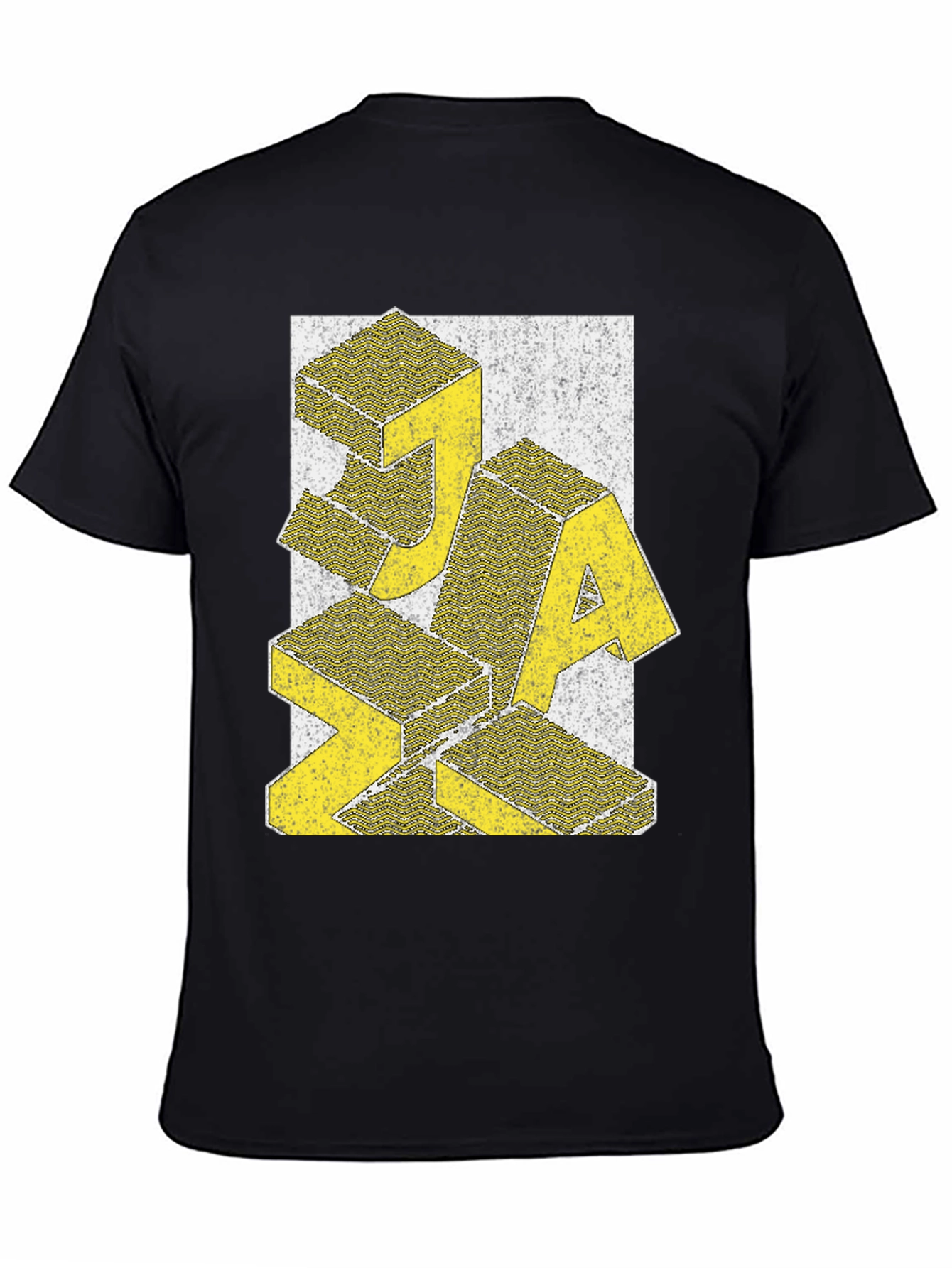 Geometric JAZZ Print Black T-Shirt