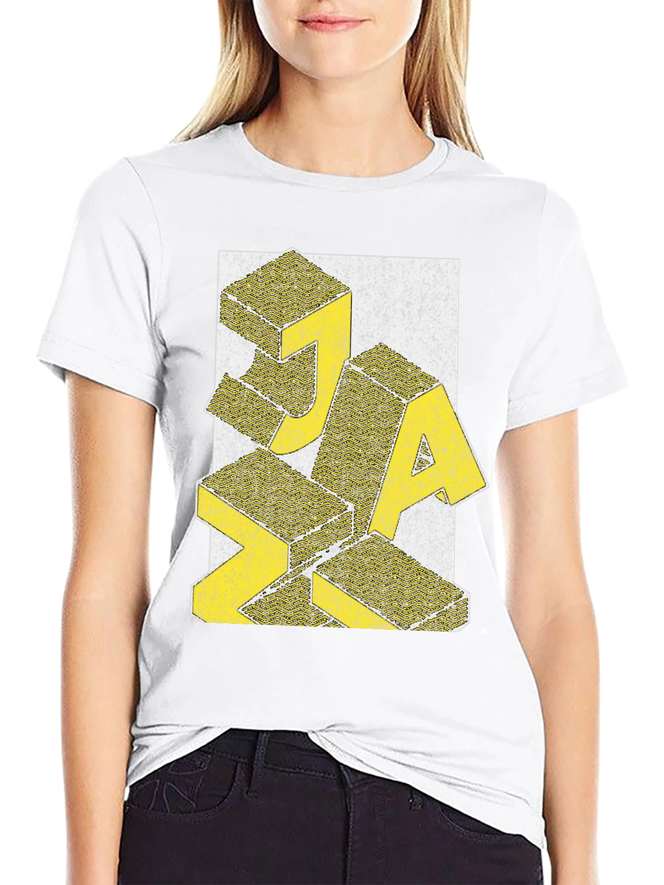Geometric JAZZ Print Black T-Shirt